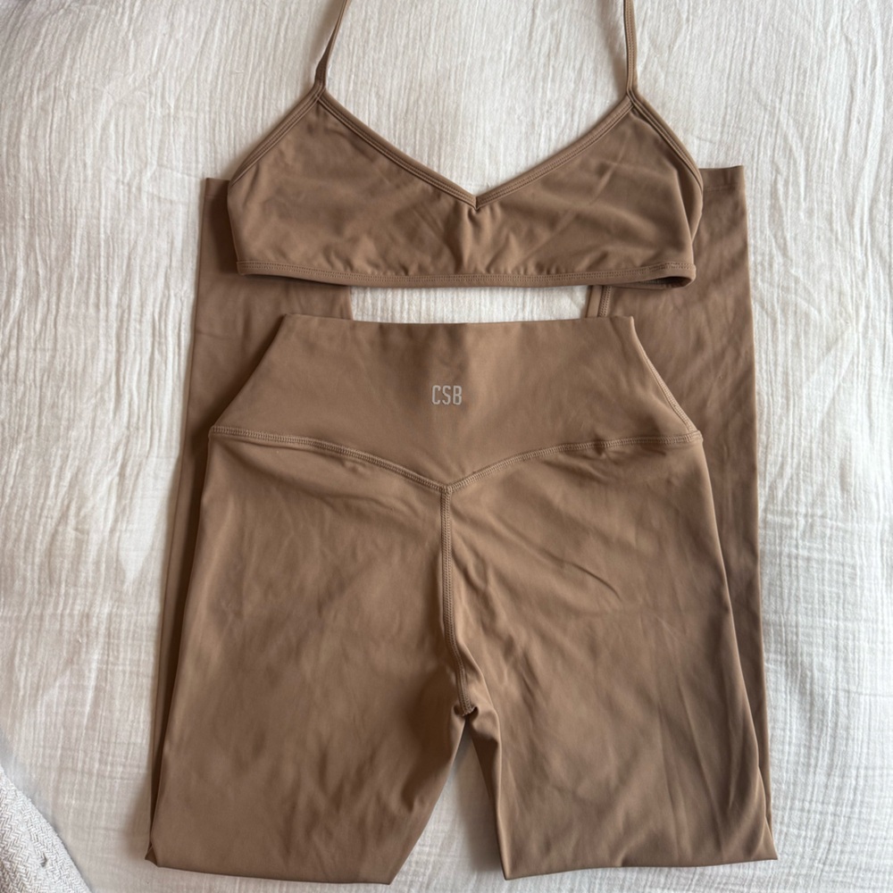 Crop Shop Boutique Taupe High-Waist Seamless Leggings & Bralette Set